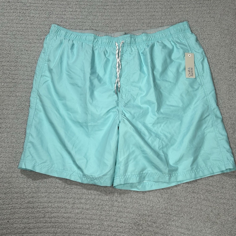Croft And Barrow NWT Men's Swim Trunks Shorts Lined XXL Angel Blue Drawstring